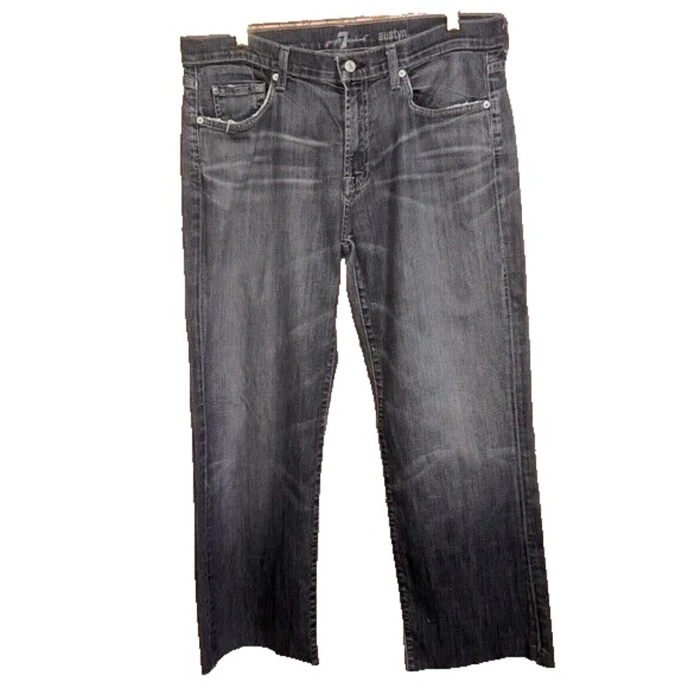 7 For All Mankind Austyn Relaxed Jeans Frayed Hem Medium Wash Men's 34 x 30